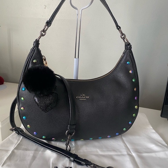 Coach EAST/WEST HARLEY HOBO WITH HOLOGRAM LACQUER RIVETS & WALLET - Picture 4 of 15